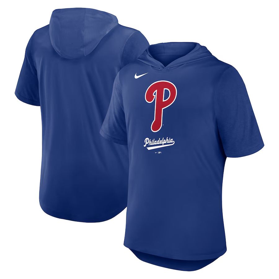 Men 2025 MLB Philadelphia Phillies Blue Hooded T-shirt
